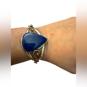 Blue Lapis Adjustable Bracelet in Solid Sterling Silver